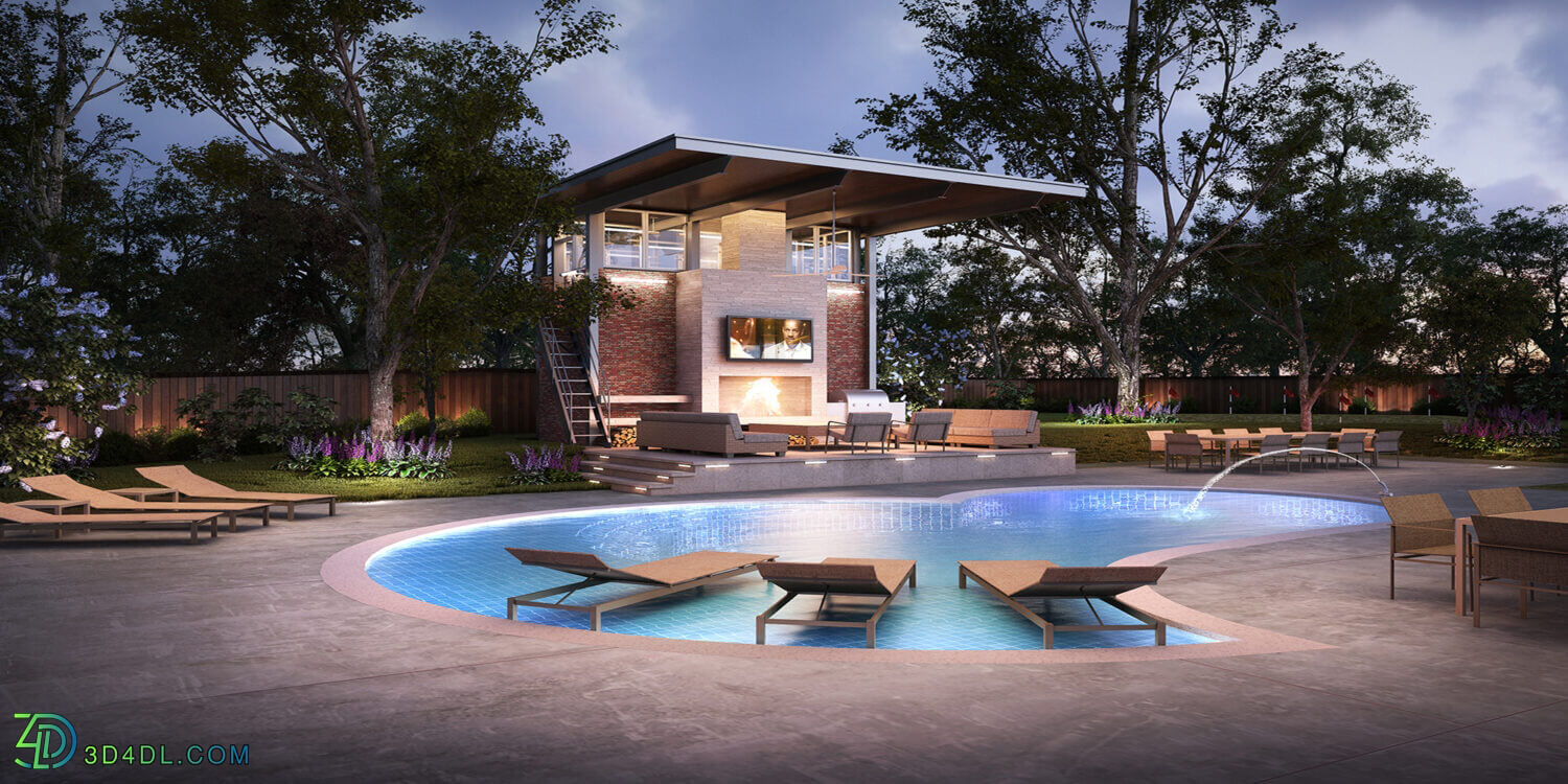 3D Outdoor Resort Model 3dsmax 