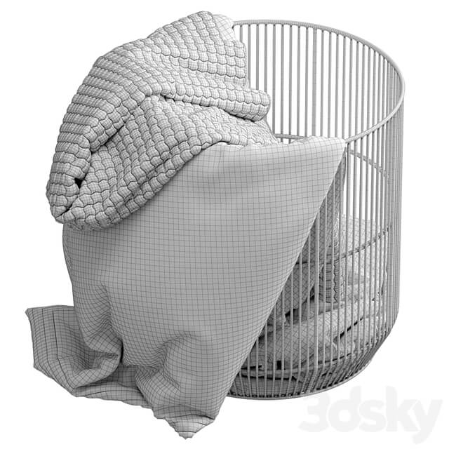 Westelm Metal basket with blanket