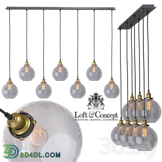 Suspension Loft Clear Glass Sphere Cloche 7 Pendant light 3D Models