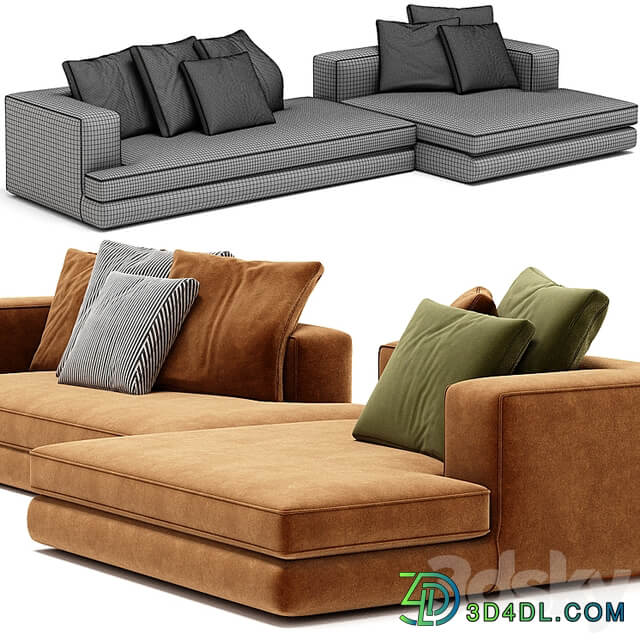ARBITER Sofa with chaise longue By Maxalto
