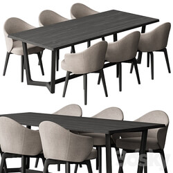 Dinning Table Black and Cream Set 31 