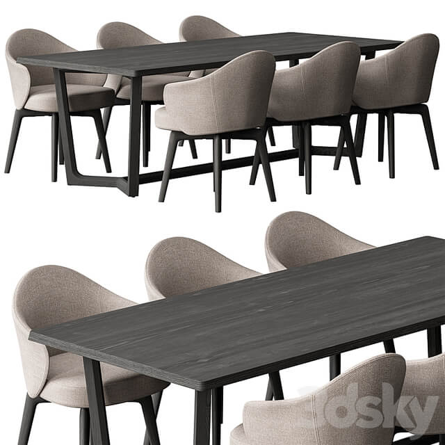 Dinning Table Black and Cream Set 31