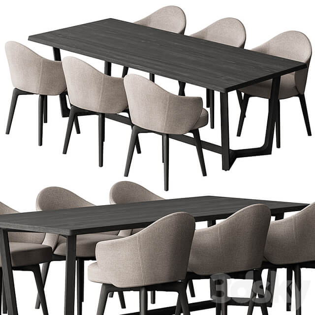 Dinning Table Black and Cream Set 31