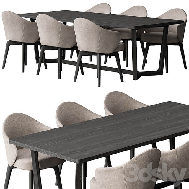 Dinning Table Black and Cream Set 31
