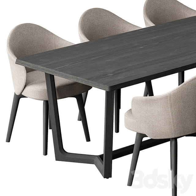 Dinning Table Black and Cream Set 31