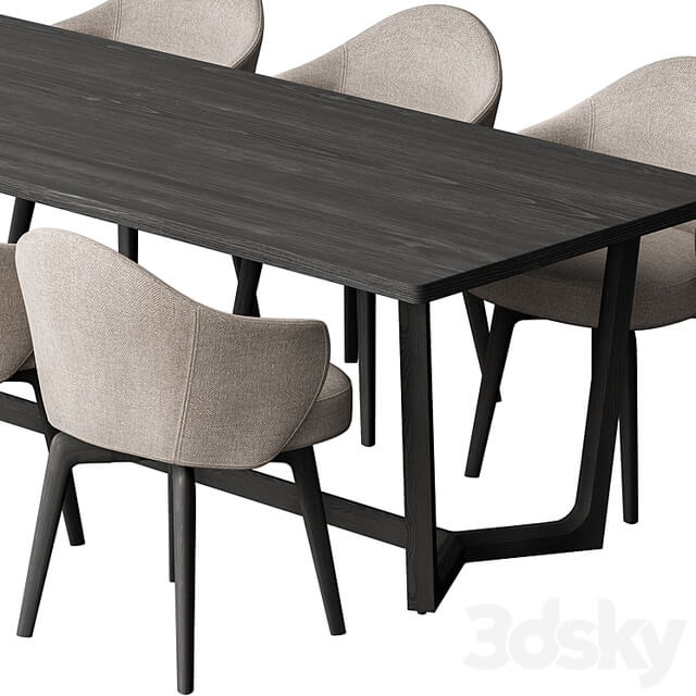 Dinning Table Black and Cream Set 31