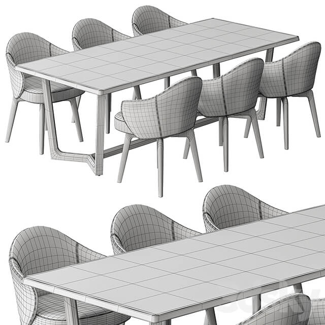 Dinning Table Black and Cream Set 31
