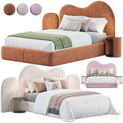 Curved Bedhead Boucle bed 