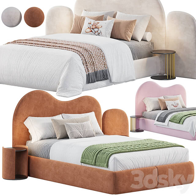 Curved Bedhead Boucle bed