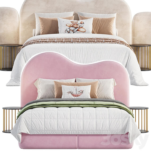 Curved Bedhead Boucle bed
