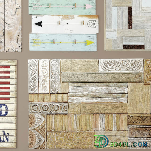 Decor. Boards. Paintings. Kit. Panel carving carved decor wall decor plank panel wooden decor boards wooden wall panel slats 3D Models