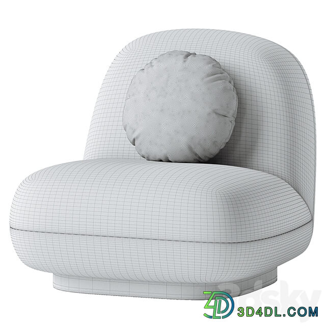 Upholstered Armchair In White Boucle Black Legs Larry