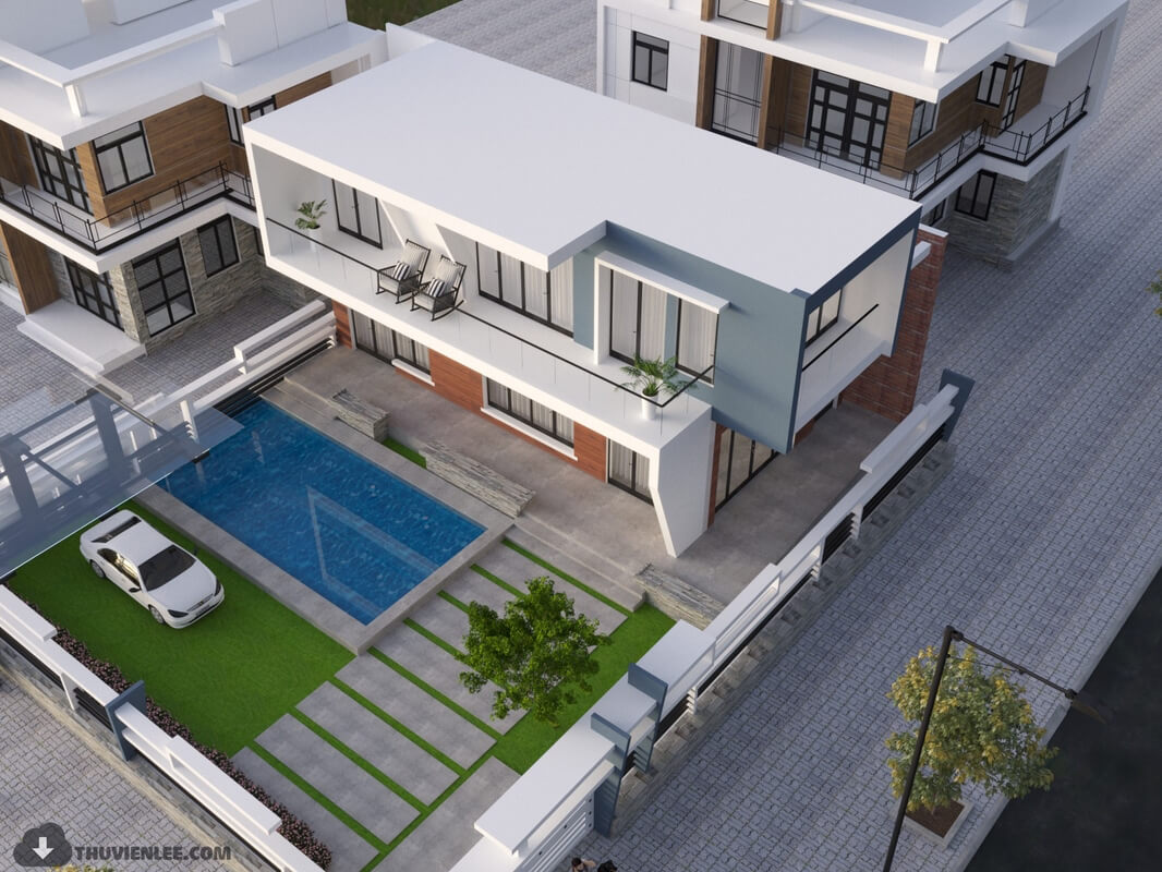 3D Exterior House 5 Scene Model 3dsmax By Huy Hieu Lee