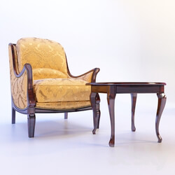 Classic armchair with a table. 