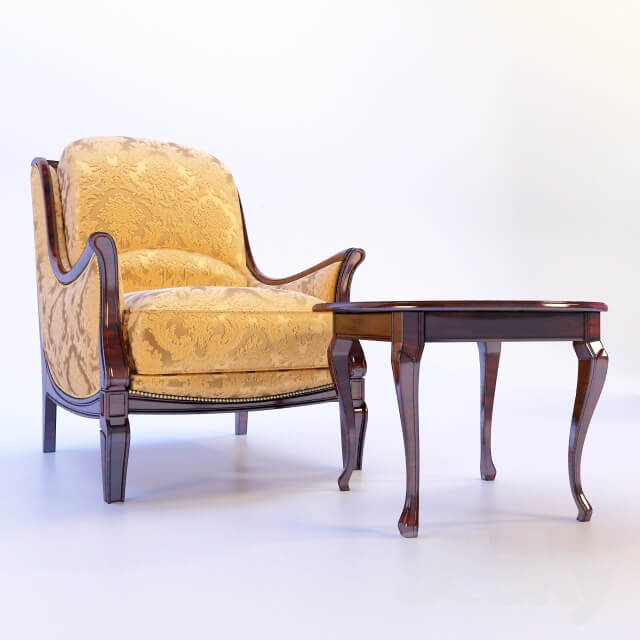 Classic armchair with a table.