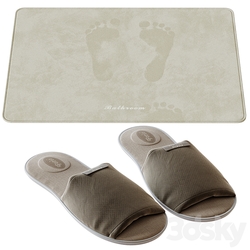Slippers and bath mat 