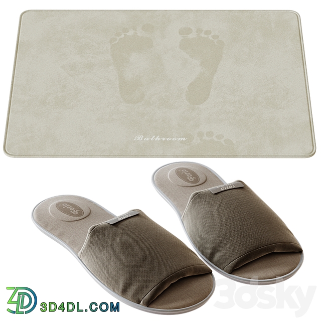 Slippers and bath mat