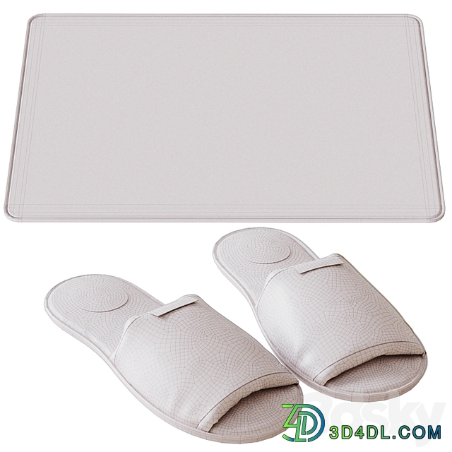 Slippers and bath mat
