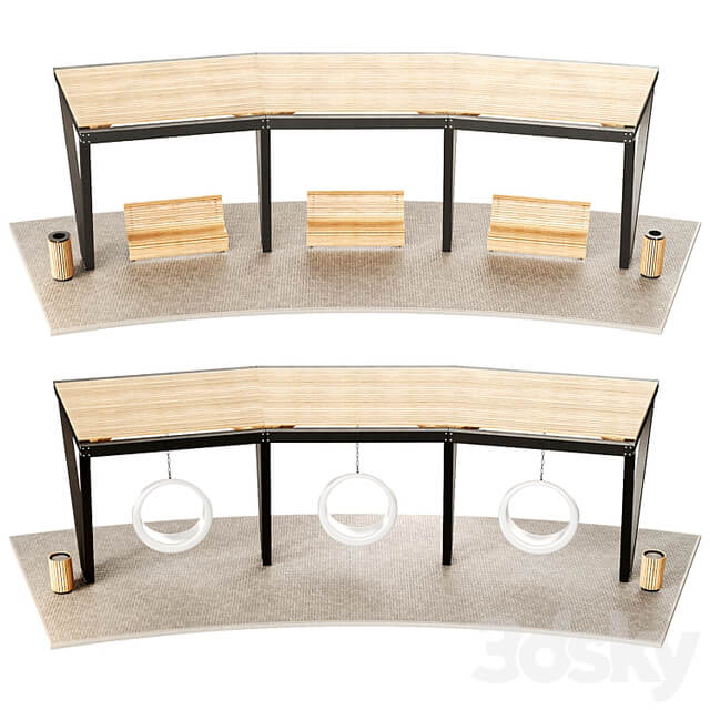 Pergola with swings, benches 2
