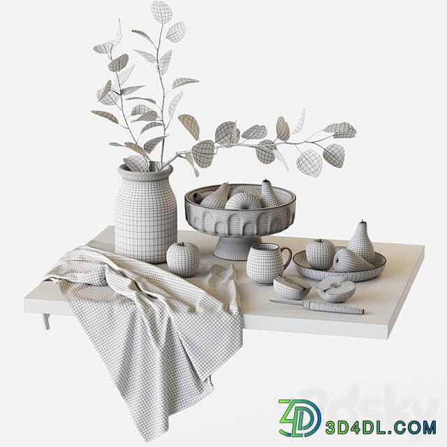 Decorative set with fruits and eucalyptus branch