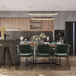  3D Kitchen Room Interior By Hien 