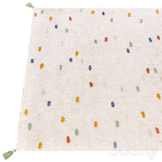 Polka dot carpet with pompoms Zara Home Colored Polka Dot Pompom