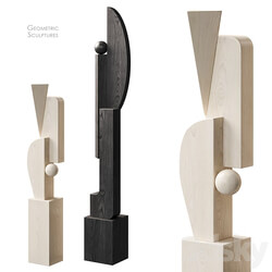 Geometric Wood Floor Sculptures 