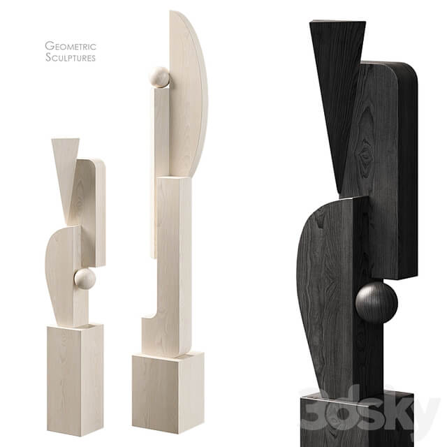 Geometric Wood Floor Sculptures