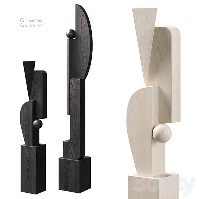 Geometric Wood Floor Sculptures