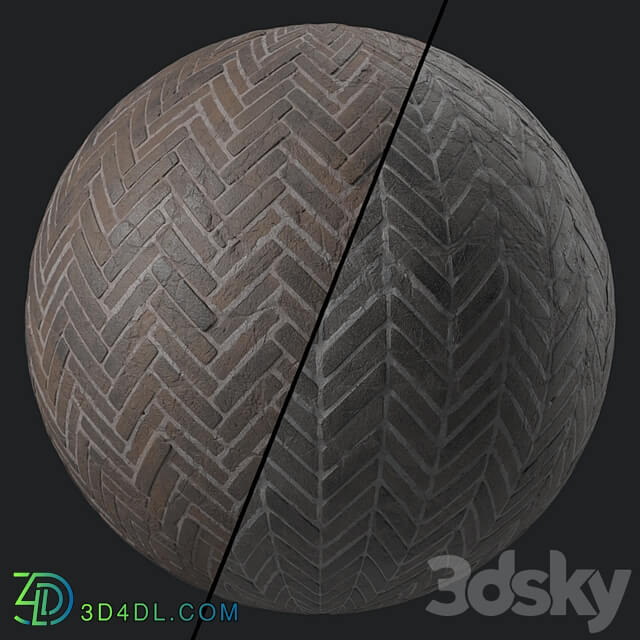 Pavement Materials 46 HerringBone Stone Paving | Sbsar Pbr 4k Seamless