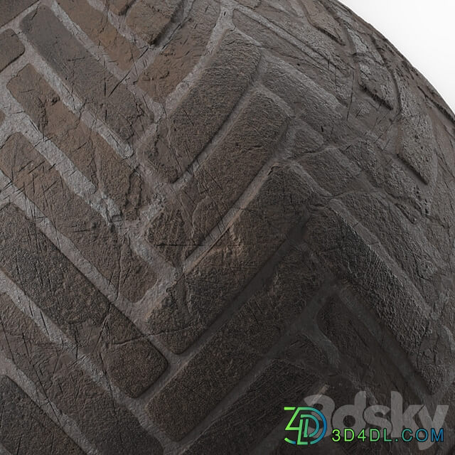 Pavement Materials 46 HerringBone Stone Paving | Sbsar Pbr 4k Seamless