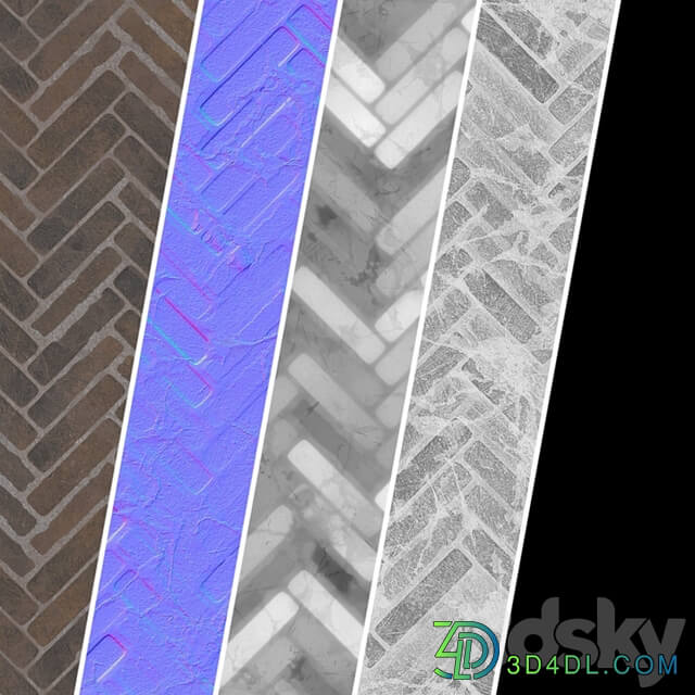 Pavement Materials 46 HerringBone Stone Paving | Sbsar Pbr 4k Seamless