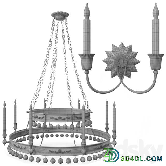 Set of chandeliers and sconces from Visual Comfort Pendant light 3D Models