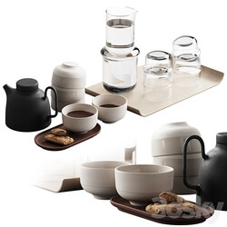 405 eat and drinks decor set 05 tea with cookies and water 