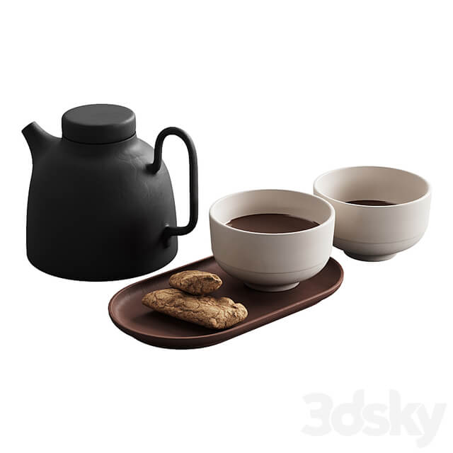 405 eat and drinks decor set 05 tea with cookies and water