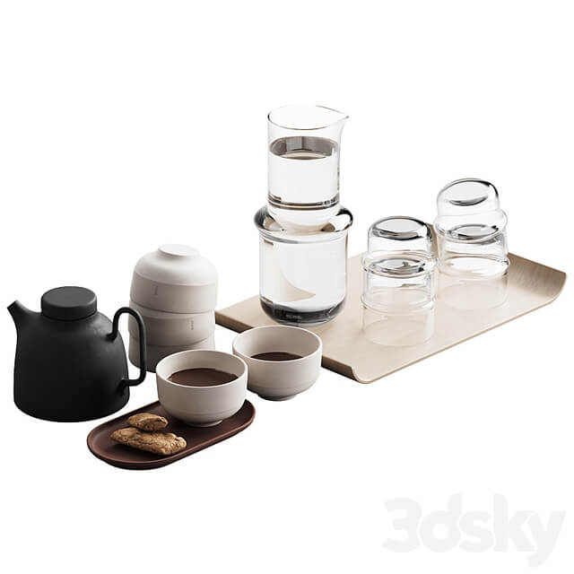 405 eat and drinks decor set 05 tea with cookies and water