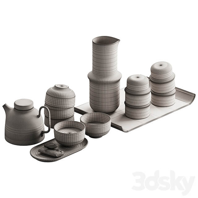 405 eat and drinks decor set 05 tea with cookies and water