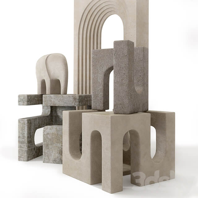 A set of sculptural decor in the architectural style.