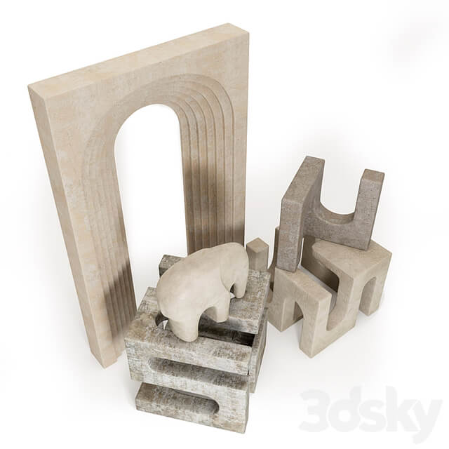A set of sculptural decor in the architectural style.