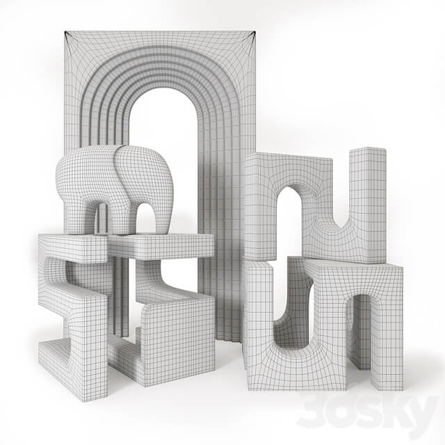A set of sculptural decor in the architectural style.