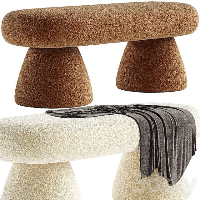 Armless Backless Solid Color Upholstered Modern Bedroom Bench