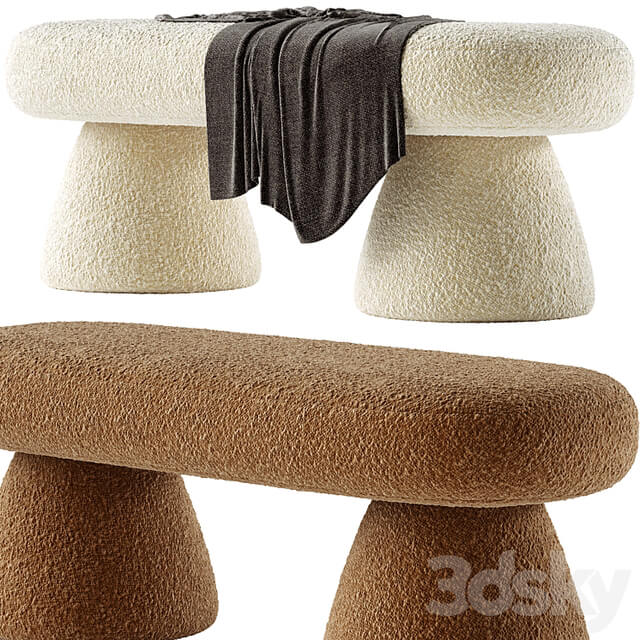 Armless Backless Solid Color Upholstered Modern Bedroom Bench