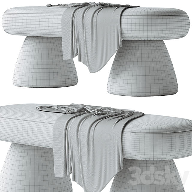 Armless Backless Solid Color Upholstered Modern Bedroom Bench