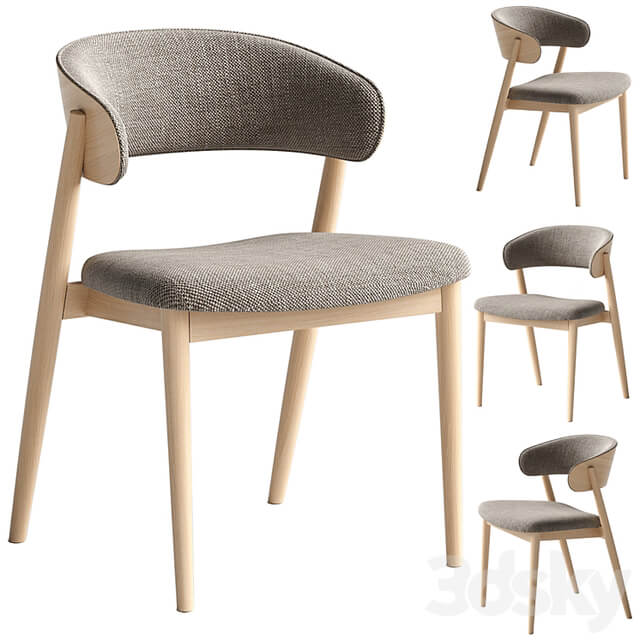 Chair Siena beige brown fabric solid beech natural