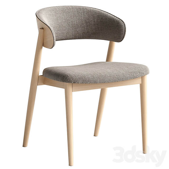 Chair Siena beige brown fabric solid beech natural