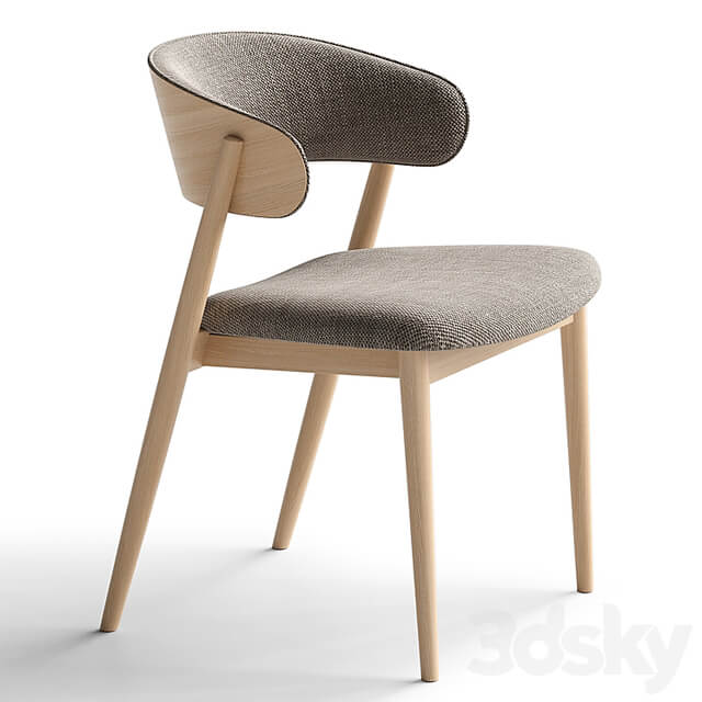 Chair Siena beige brown fabric solid beech natural