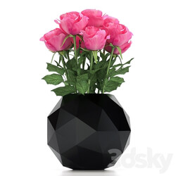 Bouquet of roses in vaze2 3D Models 