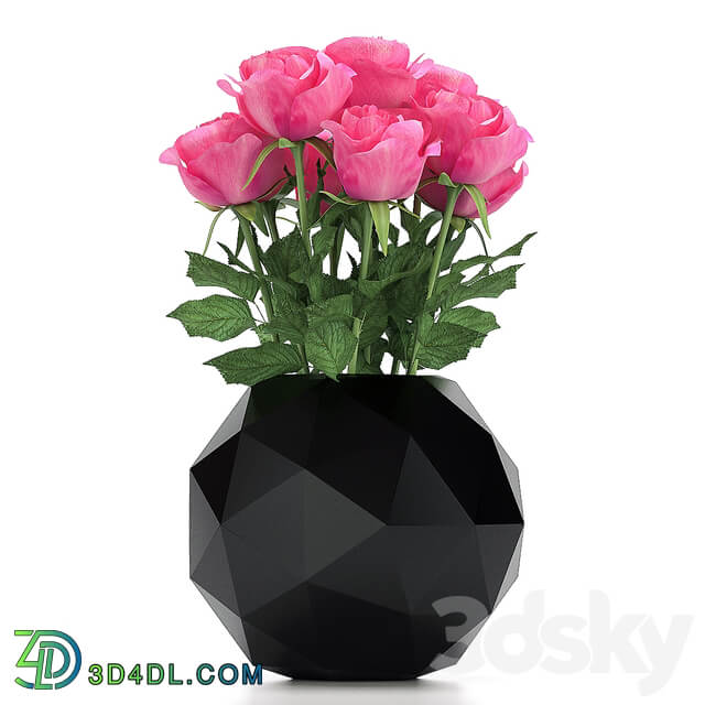 Bouquet of roses in vaze2 3D Models
