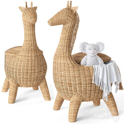 RATTAN ANIMAL BASKET GIRAFFE Restoration Hardware 