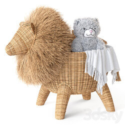 RATTAN ANIMAL BASKET LION Restoration Hardware 